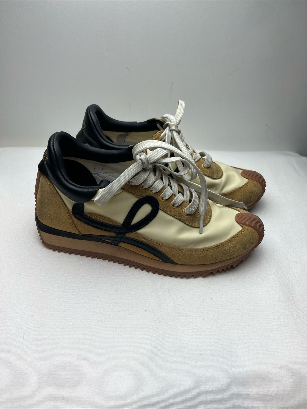 Loewe Flow Beige and Brown Sneakers with Black Trim